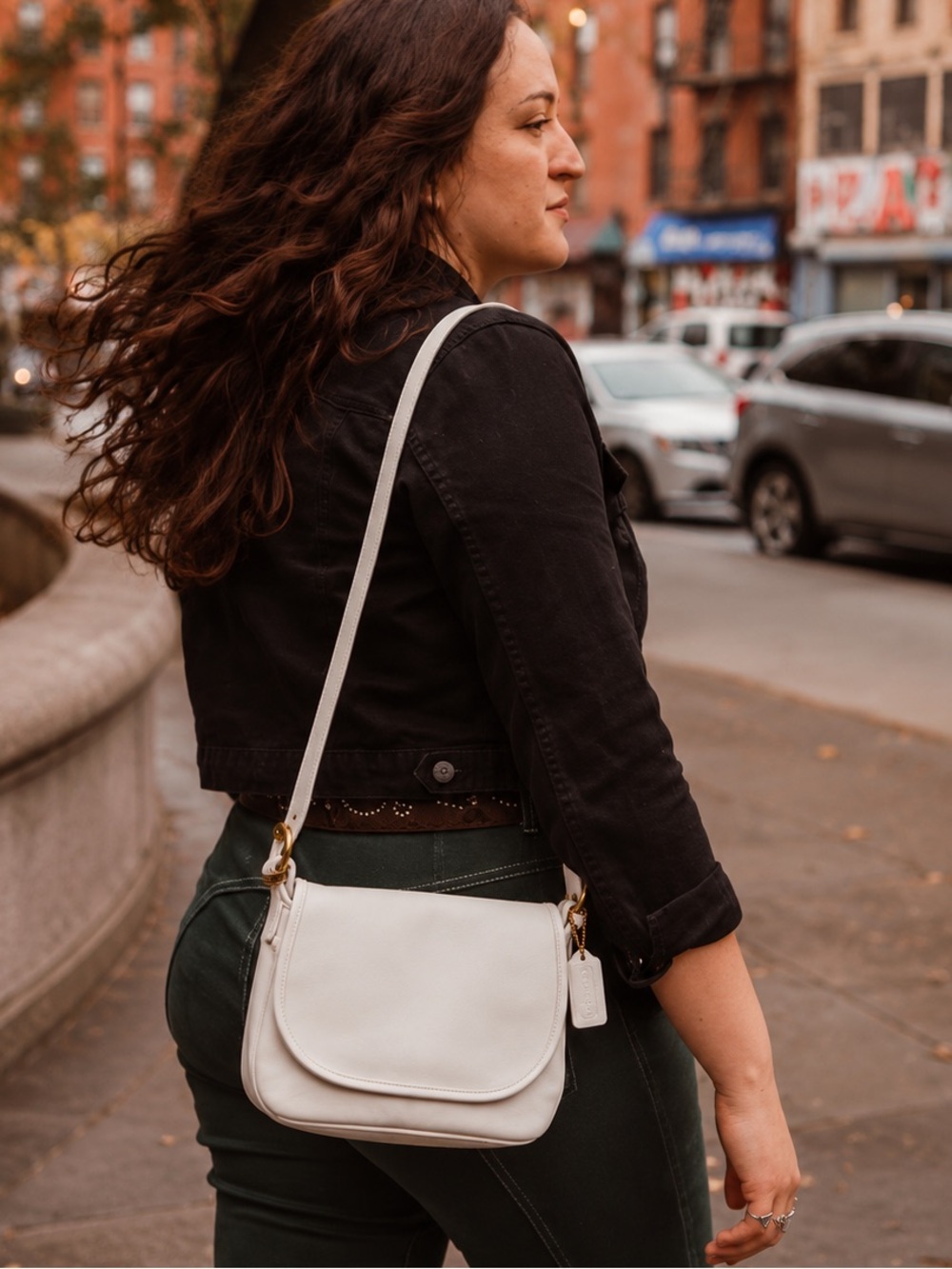 🤩PRESTIGE!!vintage Coach Bone/White Leather Crossbody Bag SoHo fletcher style